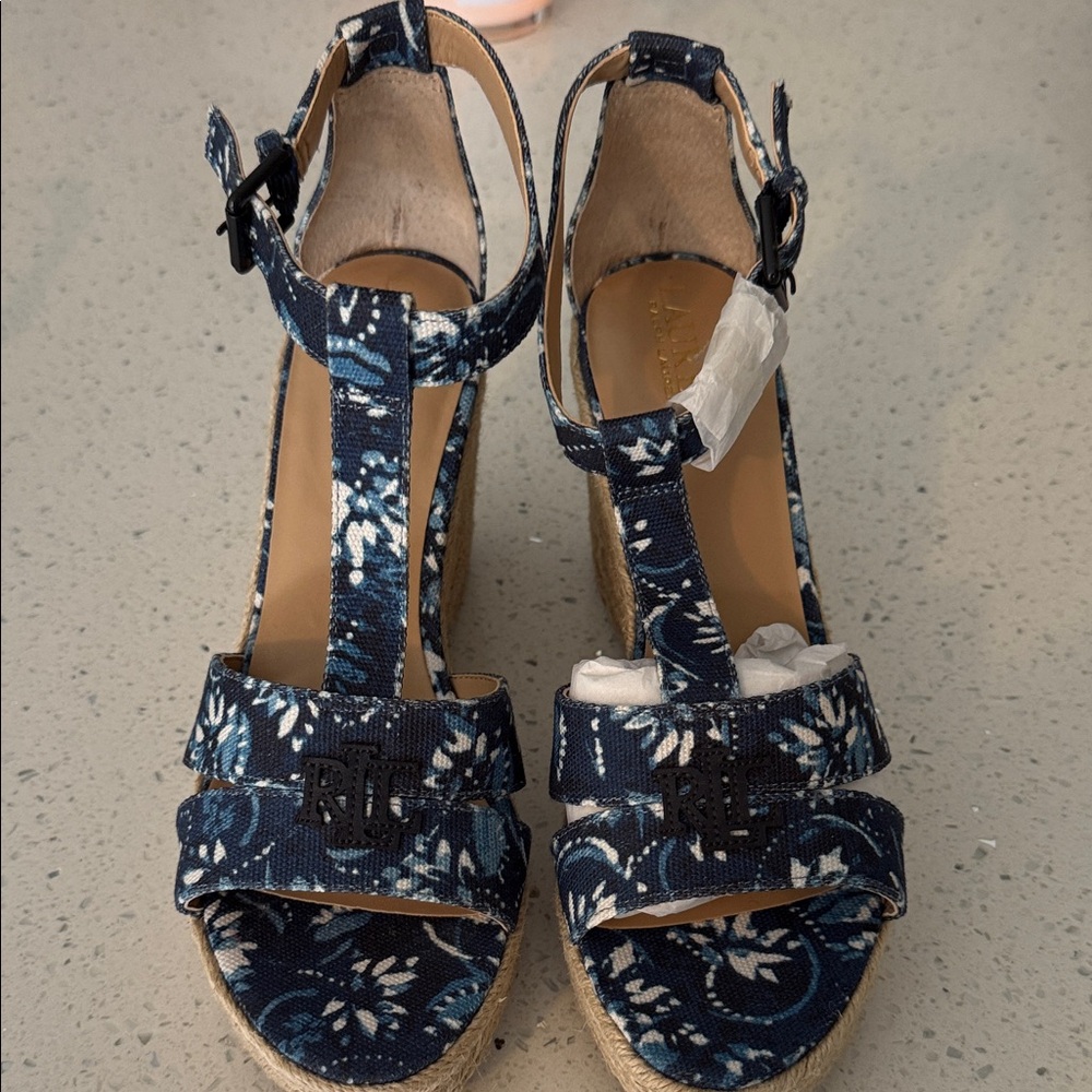 Polo Ralph Lauren Navy Floral Wedges